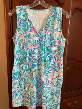 Lilly Pulitzer Turquoise, Pink & Green Sleeveless Printed Dress/Cover up